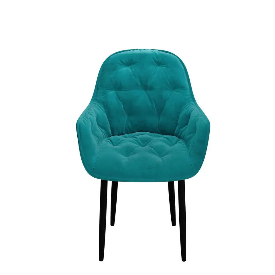 BOXED SET OF 2 ANIKA VELVET DINING CHAIRS IN GREEN (1 BOX)