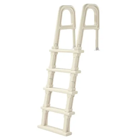 BOXED VEVOR SWIMMING POOL LADDER, 75°INCLINED 5-STEP DOUBLE HANDRAILS STAIR, NON-SLIP HEAVY DUTY STEPS, LOAD CAPACITY 300 LB, FOR 48-54 IN INGROUND & ABOVE-GROUND POOLS - WHITE