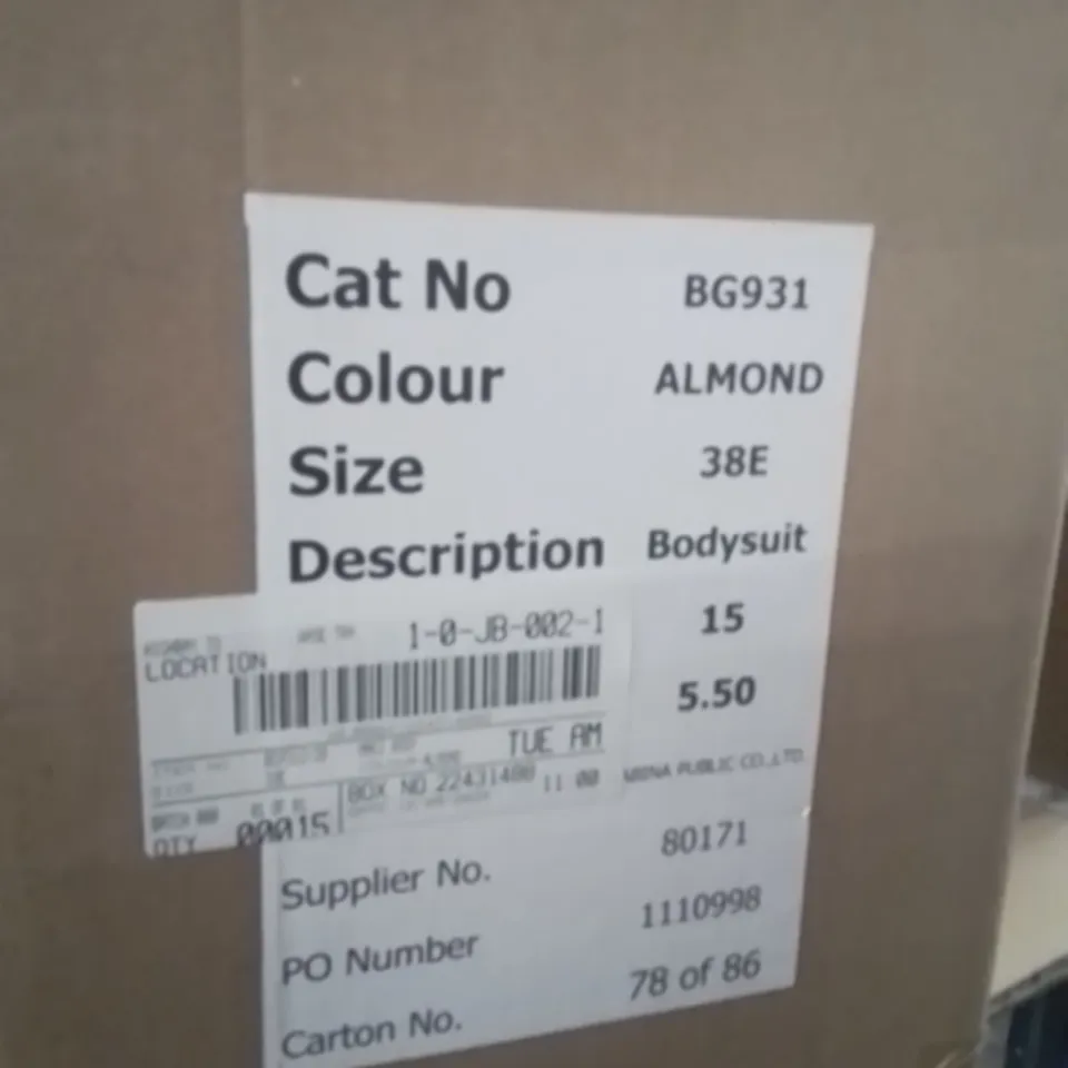 BOX CONTAINING APPROXIMATELY 15 BRAND NEW MAGISCULPT BODYSUIT ALMOND SIZE 38E