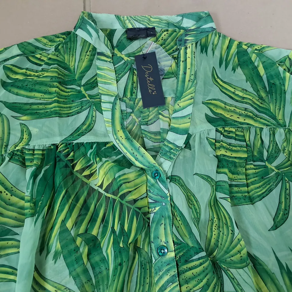 LOT OF 7 BRAND NEW DESTELLO GREEN FLORAL SHIRTS - L