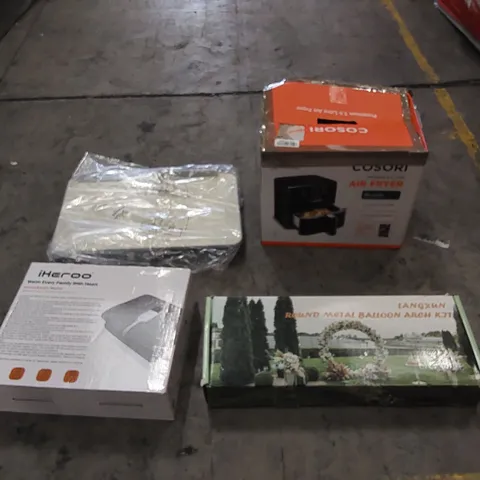 PALLET TO CONTAIN ASSORTED HOUSEHOLD PRODUCTS. INCLUDES ELECTRIC BLANKET, AIR FRYER, BALLOON ARCH, KITCHEN HOB ETC
