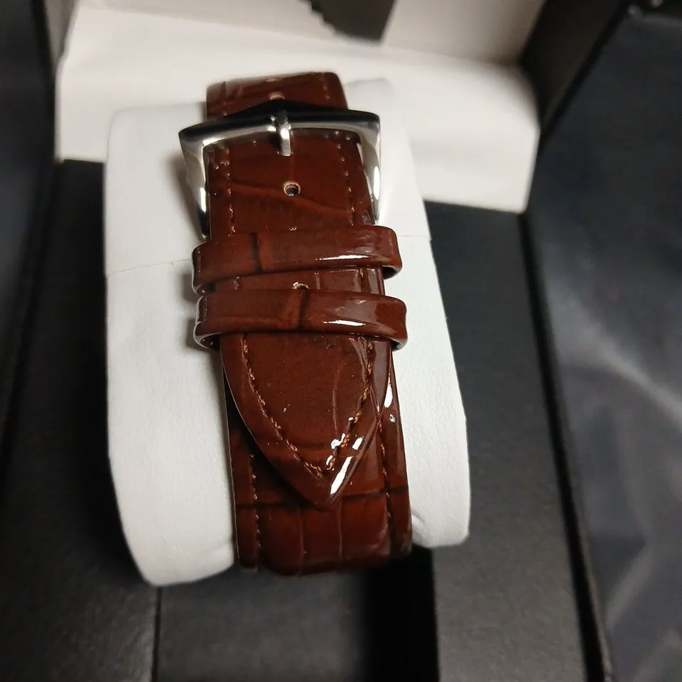 ERNEST FERDINAND EF QUARTZ WATCH – BROWN CROCODILE-PATTERN LEATHER STRAP