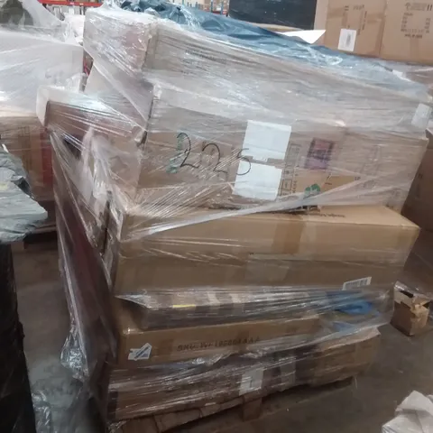 PALLET OF ASSORTED ITEMS INCLUDING ELECTRIC STANDING DESK FRAME, BOWTHY OFFICE CHAIR, OUTDOOR POOL, PACHIRA E-COMMERCE CUBE STORAGE ORGANIZER