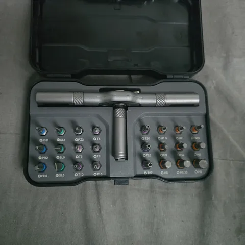 Multi-bit screwdriver set with T-handle in case