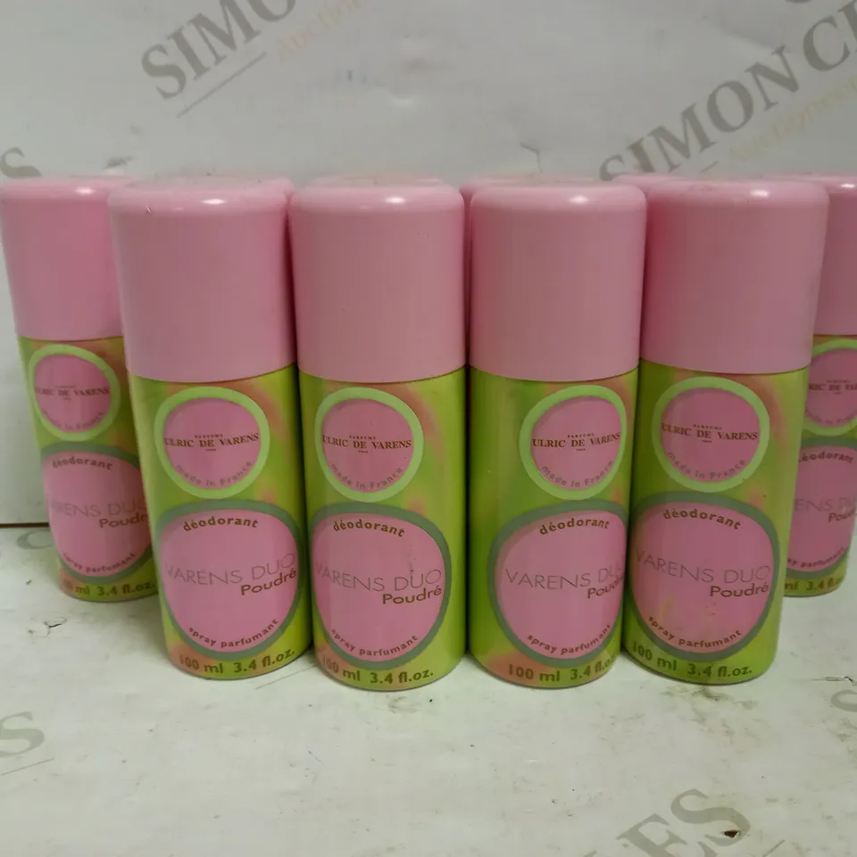 LOT OF APPROX 10 X 100ML ULRIC DE VARENS DUO POUDRE PERFUMED DEODORANT SPRAY