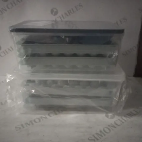 GROUP OF 2 TUBS WITH ICE TRAYS AND SCOOP