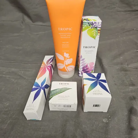 TROPIC SKINCARE LOT OF 5 ASSORTED COSMETIC PRODUCTS TO INCLUDE - SO SLEEPY PILLOW MIST - TAMANU BALM - BODY WASH - ETC
