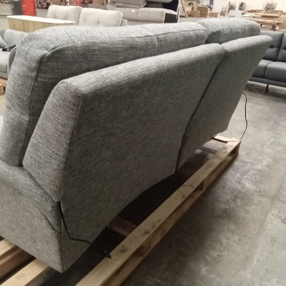 DESIGNER 3 SEATER FABRIC UPHOLSTERED POWER RECLINER SOFA - GREY