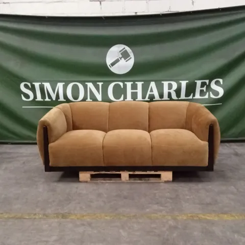 DANETTI TEAGAN OCHRE FABRIC 3 SEATER SOFA