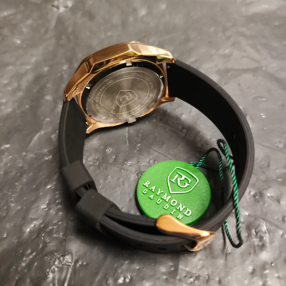 MENS RAYMOND GAUDIN WATCH – 316 STAINLESS STEEL CASE – JPN MOVEMENT – BLUE DIAL – RUBBER STRAP