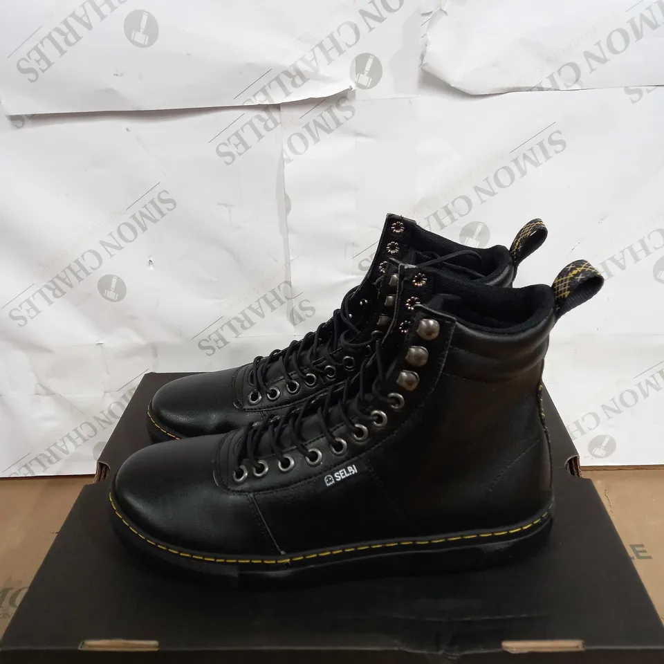 BOXED PAIR OF SELBI LACE UP BOOTS SIZE 39