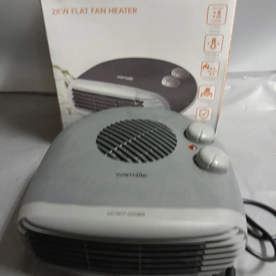 BOXED WARMLITE 2KW FLAT FAN HEATER