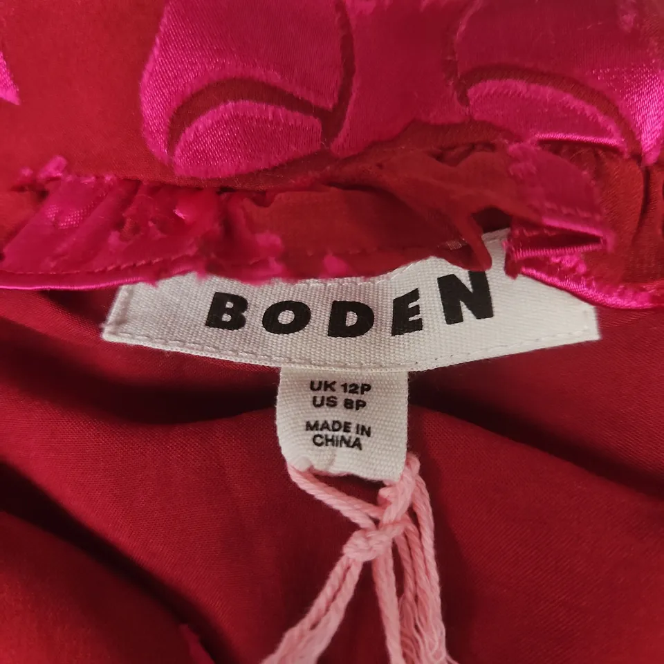 BODEN PINK FLORAL SATIN DRESS, WOMEN’S, UK 12P (US 8P)