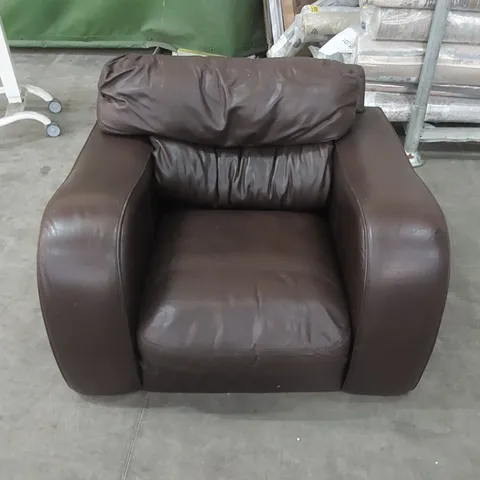 DESIGNER BROWN LEATHER ARMCHAIR 