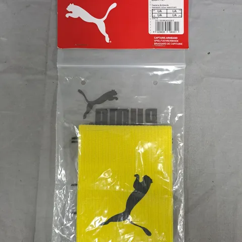 PUMA CAPTAIN'S ARMBAND – YELLOW WITH BLACK PUMA LOGO, IN ORIGINAL PACKAGING