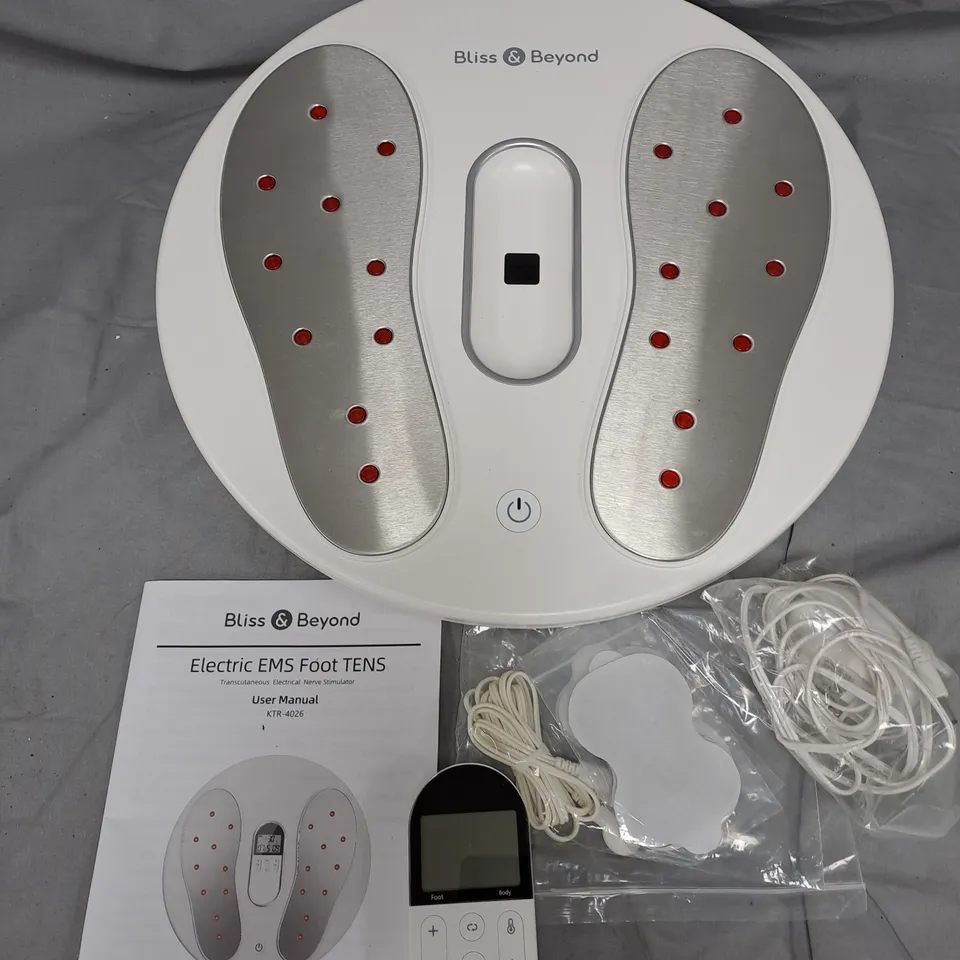 BLISS & BEYOND ELECTRIC EMS FOOT TENS – MODEL KTR-4026, COMPLETE WITH REMOTE AND PADS