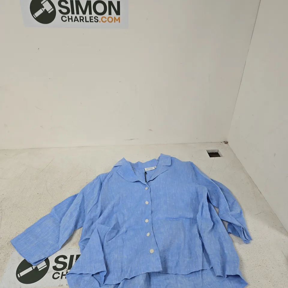 MASAI BLUE SHIRT – WOMEN'S SIZE S, LONG-SLEEVE, BUTTON-FRONT