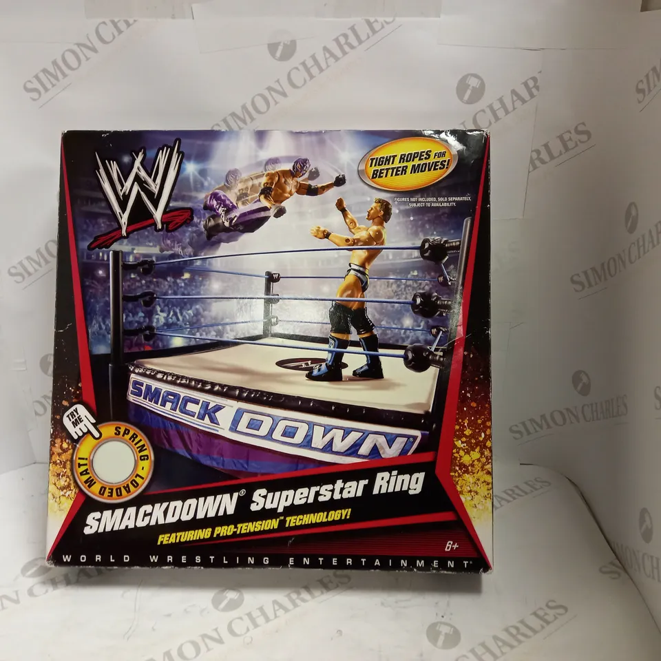 BOXED WW SMACKDOWN SUPERSTAR RING FEATURING PRE-TENSION TECHNOLOGY