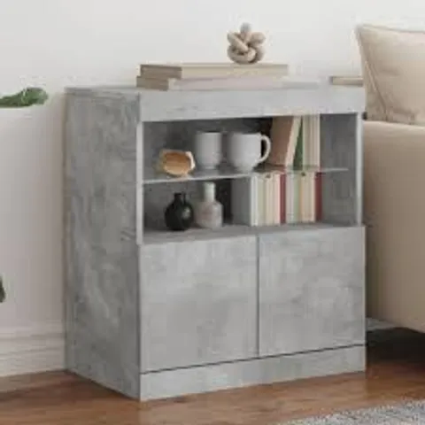 BOXED VIDAXL 2 DOOR 2 SHELF CONCRETE GREY LED SIDEBOARD