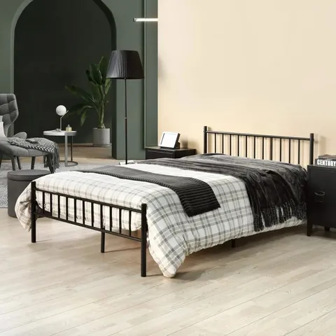 BOXED AURORA-LEIGH SMALL DOUBLE BED FRAME IN BLACK (1 BOX)