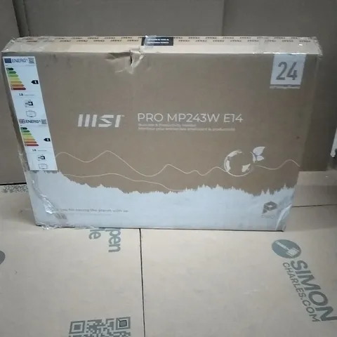 BOXED MSI PRO MP243W E14 23.8" FULL HD 144HZ MONITOR - WHITE