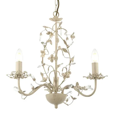 BOXED LULLABY CREAM GOLD CLEAR PEARL 3 LIGHT CHANDELIER