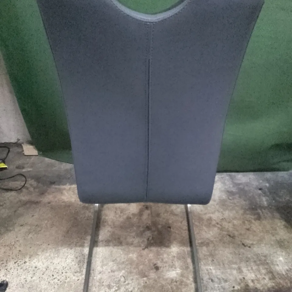 DARK GREY LEATHER DINING CHAIR