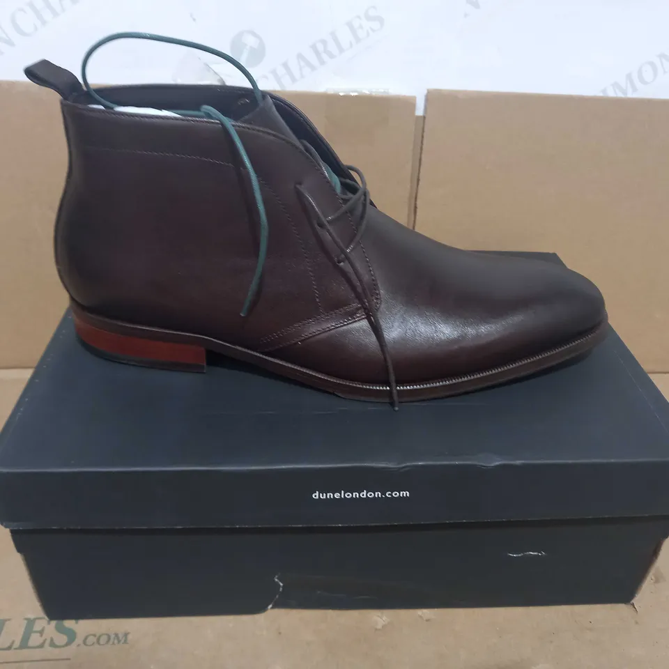 BOXED PAIR OF DUNE LONDON SHOES IN BROWN UK SIZE 10