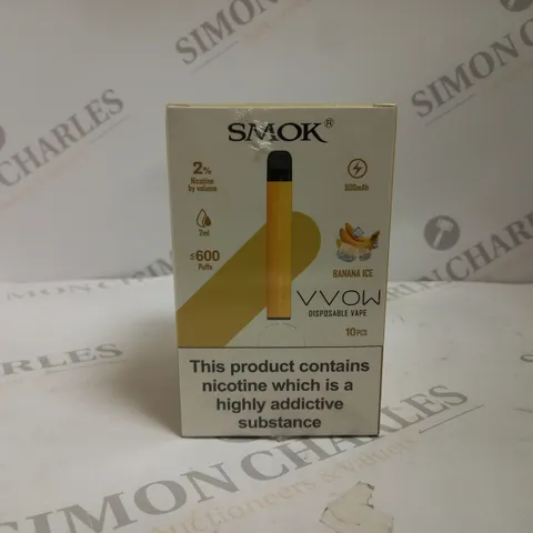 BOXED AND SEALED SMOK VVOW DISPOSABLE VAPE 10 PACK BANANA ICE
