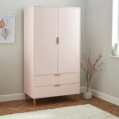 BOXED ADAMS 2 DOOR WARDROBE - BLUSH PINK (3 BOXES)