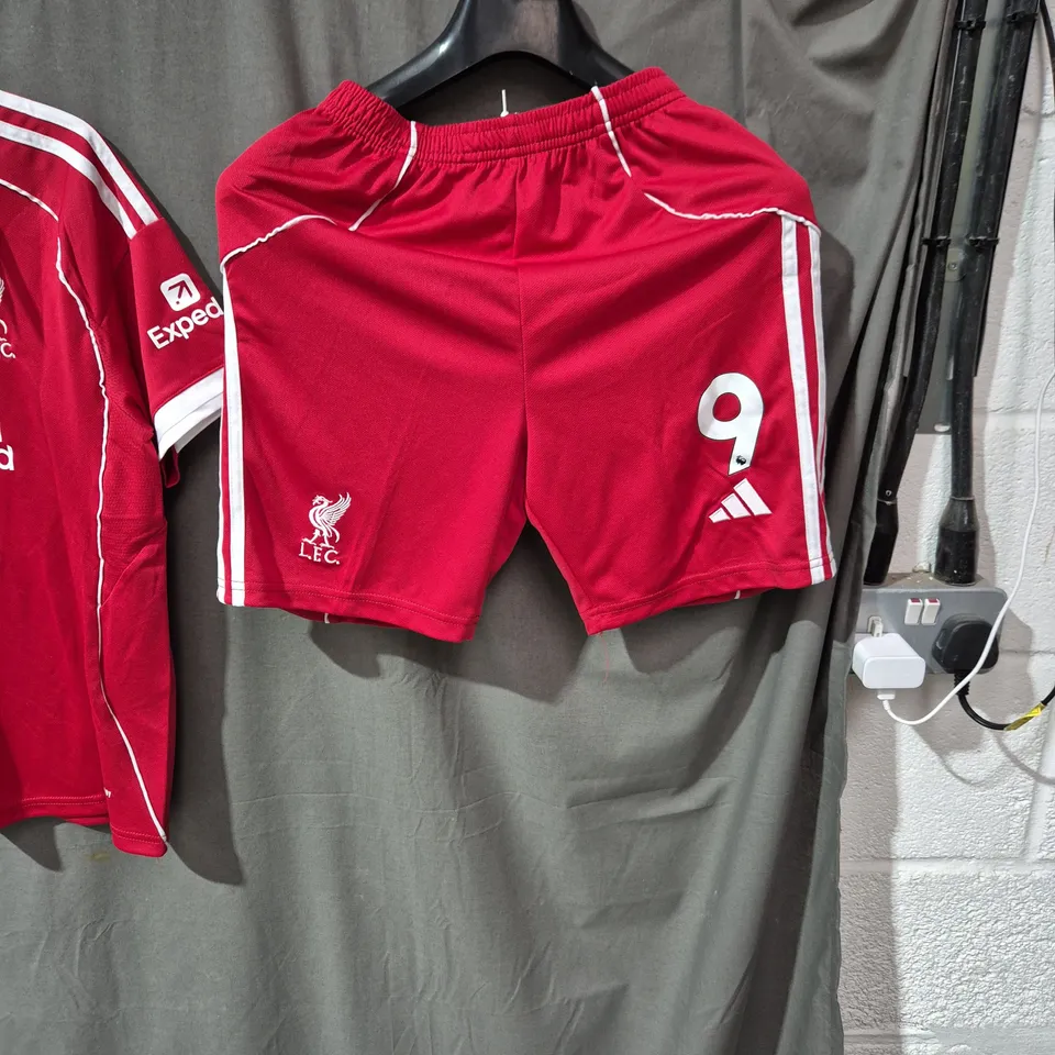LIVERPOOL FC ADIDAS FOOTBALL SHIRT AND SHORTS ISAK 9 – UK 28 SLIM FIT
