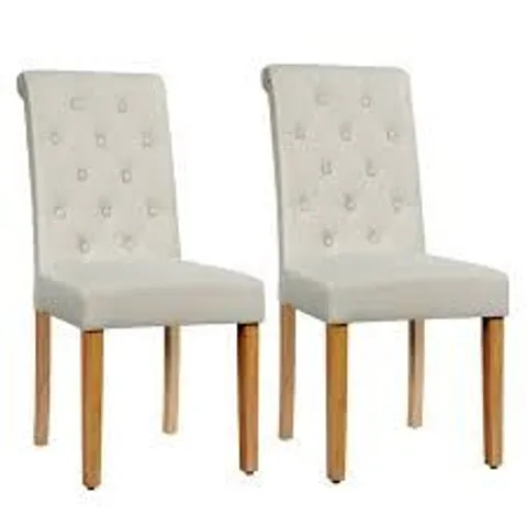 BOXED COSTWAY CONTEMPORARY BEIGE LINEN UPHOLSTERED PARSONS CHAIRS WITH WOOD FRAME - SET OF 2 HW64221BE