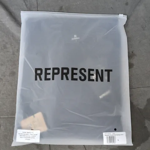 BAGGED REPRESENT OWNER'S CLUB FLOCKING T-SHIRT IN BLACK SIZE LARGE