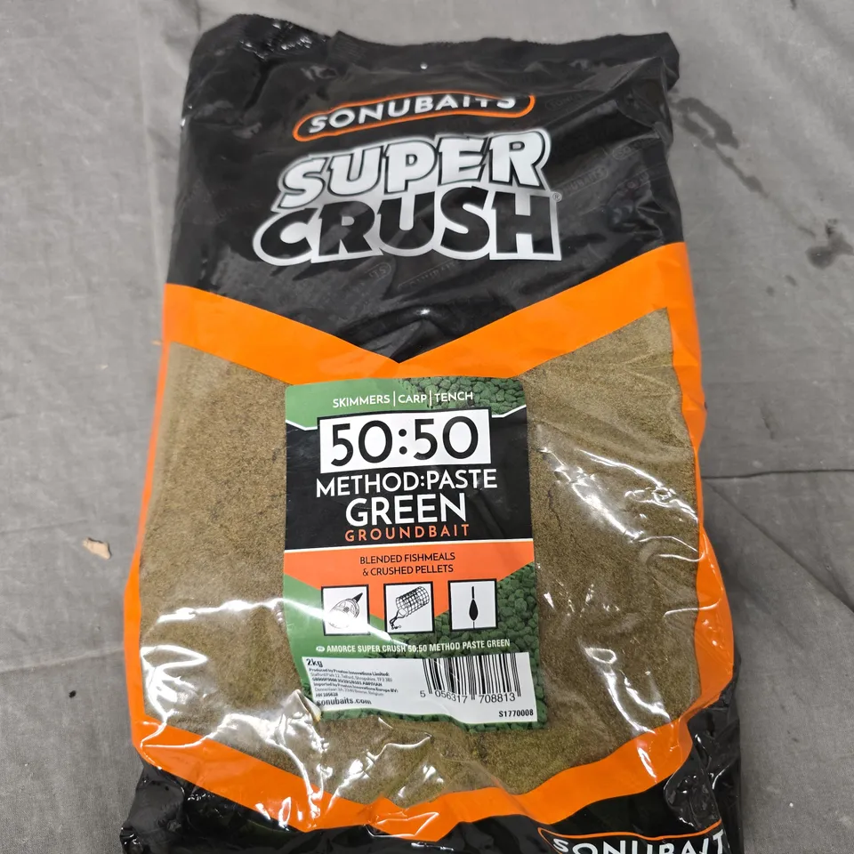 SEALED SONUBAITS SUPER CRUSH 50:50 GREEN GROUNDBAIT - 2KG