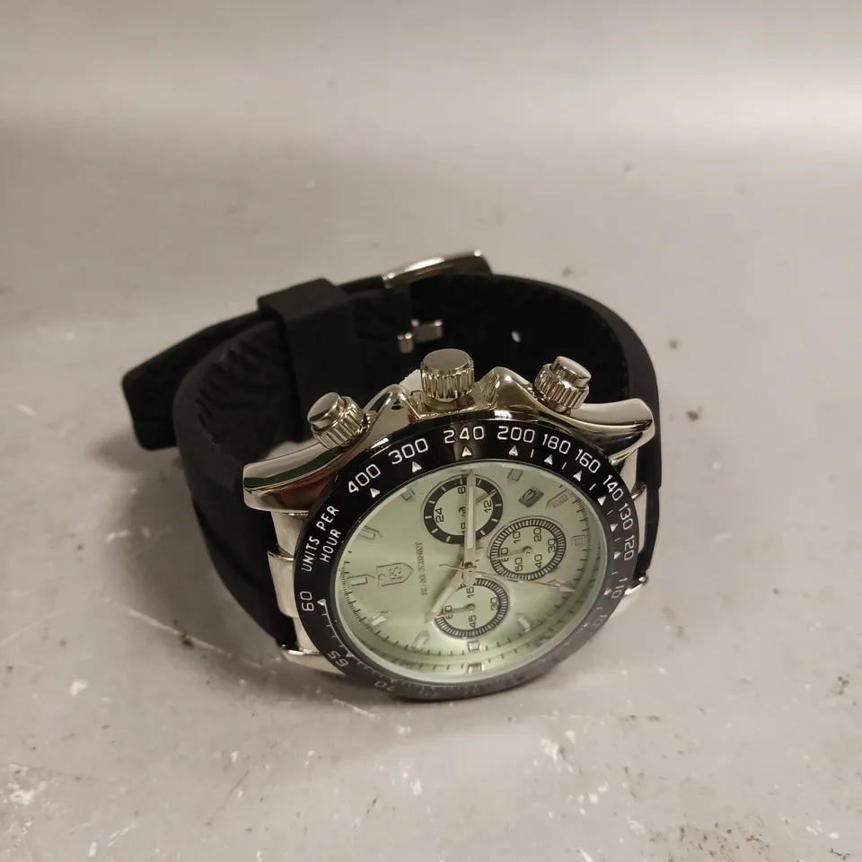 MENS FRANK SCHMIDT WATCH – MULTI FUNCTION SUB DIALS WITH DATE – HQ RUBBER SPORTS STRAP – 3ATM WATER RESISTANT 