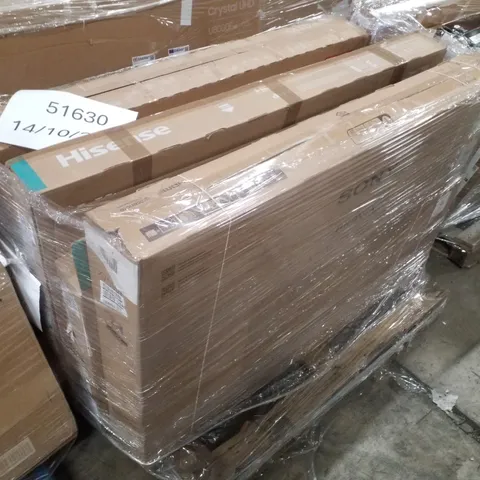 PALLET OF FIVE ASSORTED WAREHOUSE DAMAGED TV'S TO INCLUDE;