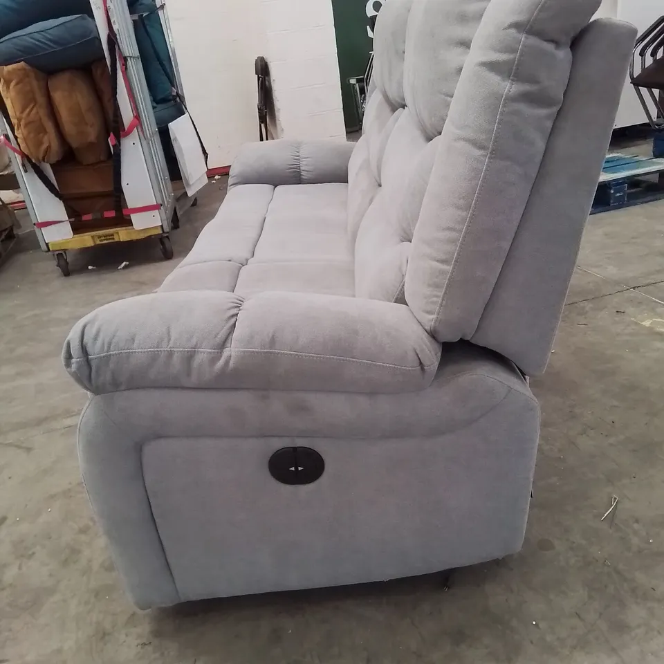 QUALITY DESIGNER FABRIC UPHOLSTERED 3 SEATER ELECTRONIC RECLINER SOFA IN GREY