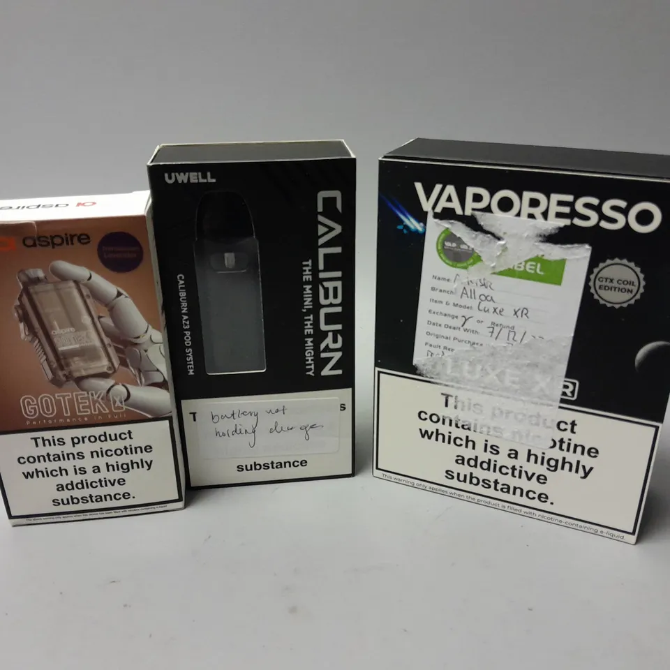 APPROXIMATELY 10 ASSORTED E-CGGS & VAPES TO INCLUDE ASPIRE GOTEK X, CALIBURN A23, VAPORESSO LUXE XR, ETC