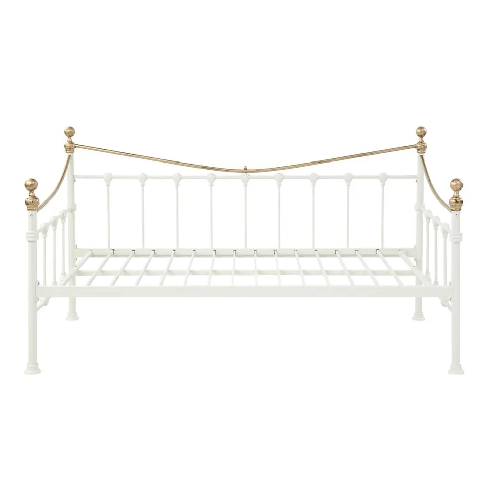BOXED NEWNHAM WHITE METAL SINGLE DAY BED (1 BOX)