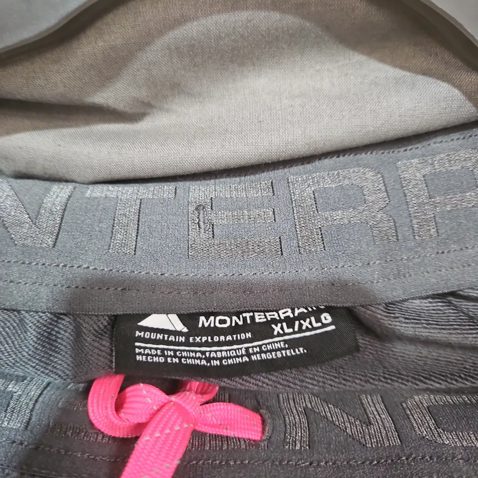 MONTERRA MOUNTAIN EXPLORATION PANTS – GREY WITH PINK ZIPS, UK SIZE XL .