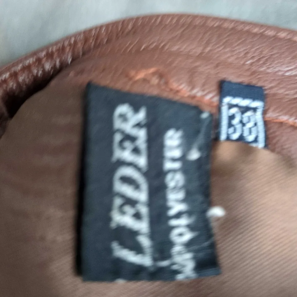 LEDER BROWN LEATHER SKIRT – UK10 (EU38) – WOMEN'S CLOTHING