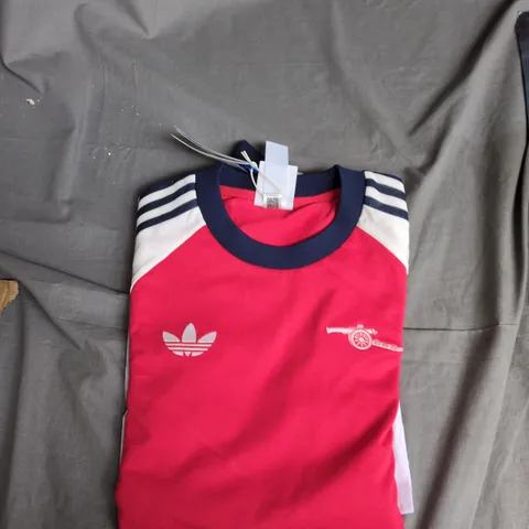 ADIDAS AFC OG LS FOOTBALL SHIRT – RED WITH NAVY COLLAR, LONG SLEEVE (UK S) 