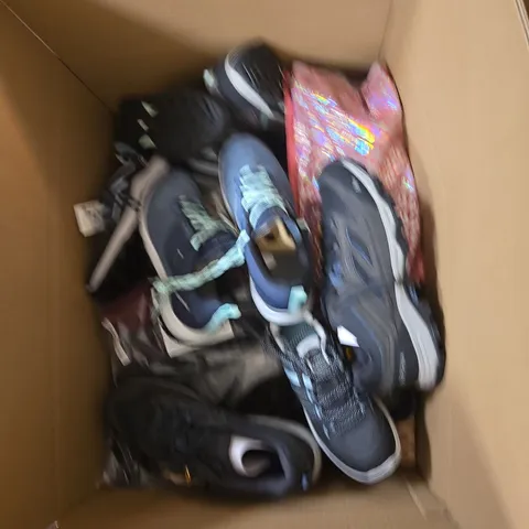 BOX OF APPROXIMATELY 15 ASSORTED SHOES TO INCLUDE: MOUNTAIN WAREHOUSE SLIDERS