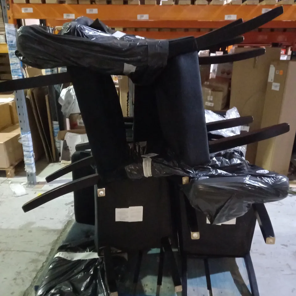 VELVET SCROLL BACK DINING CHAIRS - BLACK - 8  RRP £596