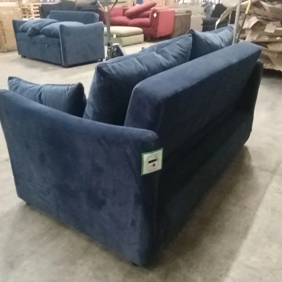 QUALITY DESIGNER SOLACE+CO SOFA BED - BLUE VELVET