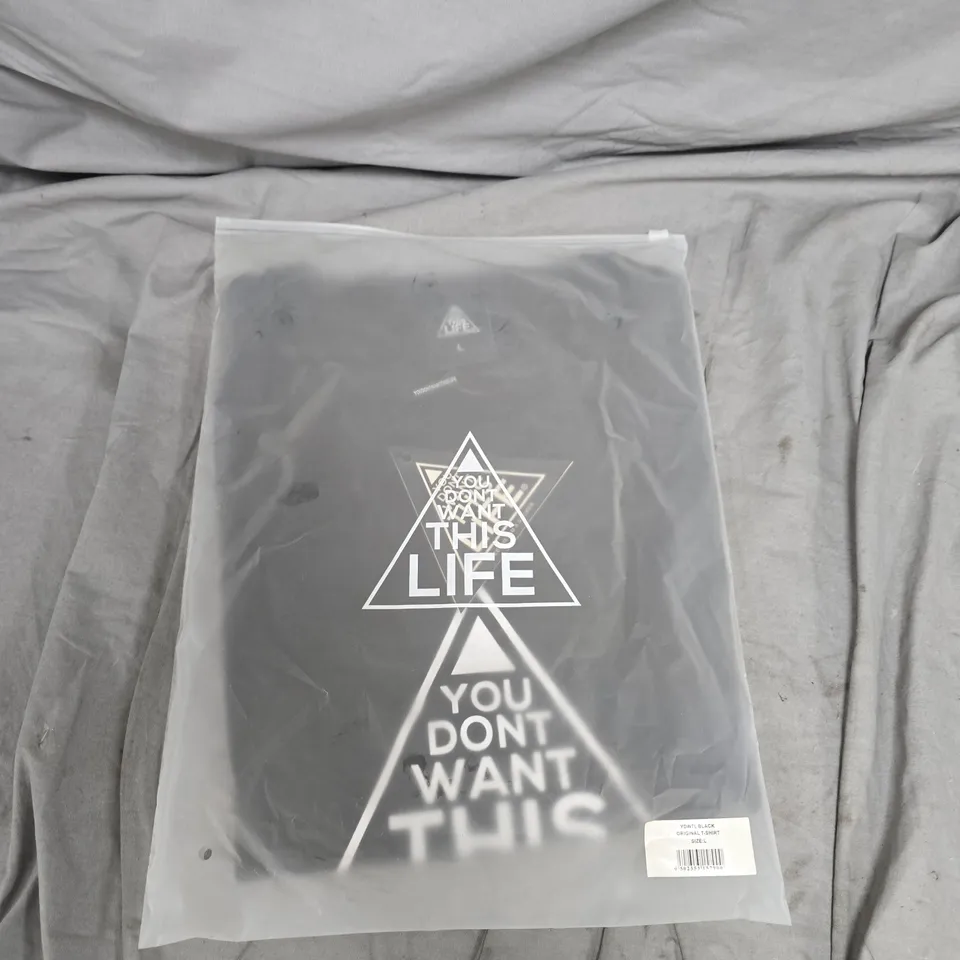 BAGGED YOU DONT WANT THIS LIFE BLACK ORIGINAL TEE - SIZE L