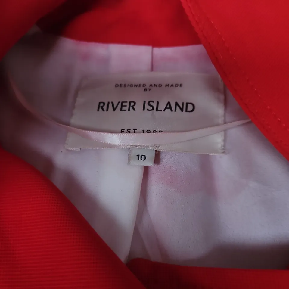 RIVER ISLAND RED DOUBLE-BREASTED COAT WITH CAPE SLEEVES – UK SIZE 10