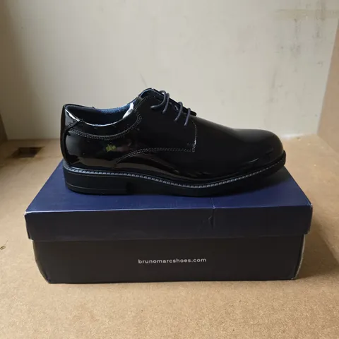 BRUNO MARC BLACK PATENT LEATHER OXFORD SHOES – MEN'S UK 8.5
