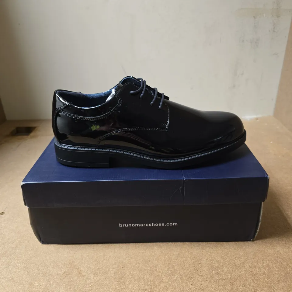 BRUNO MARC BLACK PATENT LEATHER OXFORD SHOES – MEN'S UK 8.5