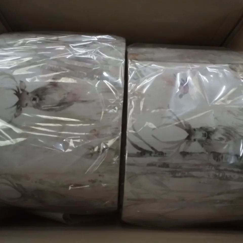 PAIR OF COTTON DRUM LAMP SHADES